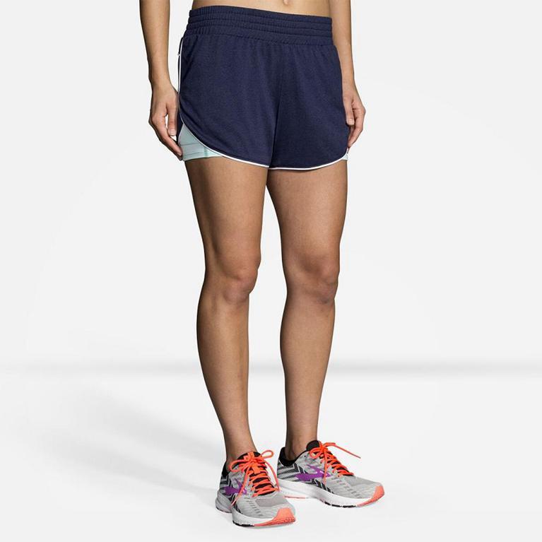 Brooks Rep 3 2-in-1 Women's Running Shorts - Blue (18074-QBVE)